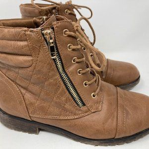 DailyShoes Women's Lace Up Buckle Combat Boots - Size 8